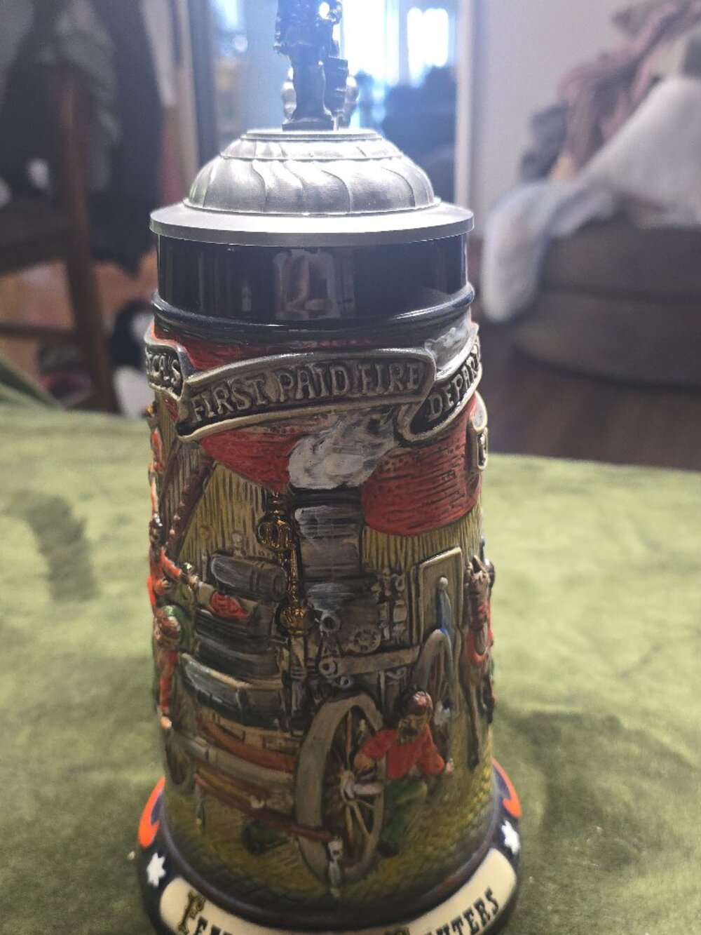 Fearless Firefighters German Beer Stein Tradex Limited Edition Pewter Lid Cincin